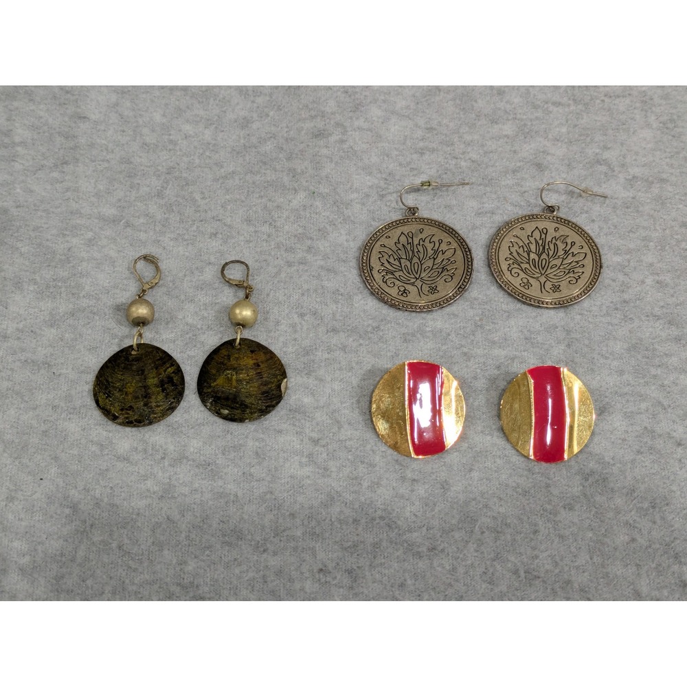 Boho Artisan‎ Made Earrings 3 Pc Set Handmade Dangle Beaded Statement Jewelry